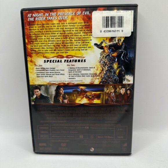 Ghost Rider 2-Disc Extended Cut DVD Movie Not Rated Marvel Widescreen Eva Mendes - Picture 2 of 4